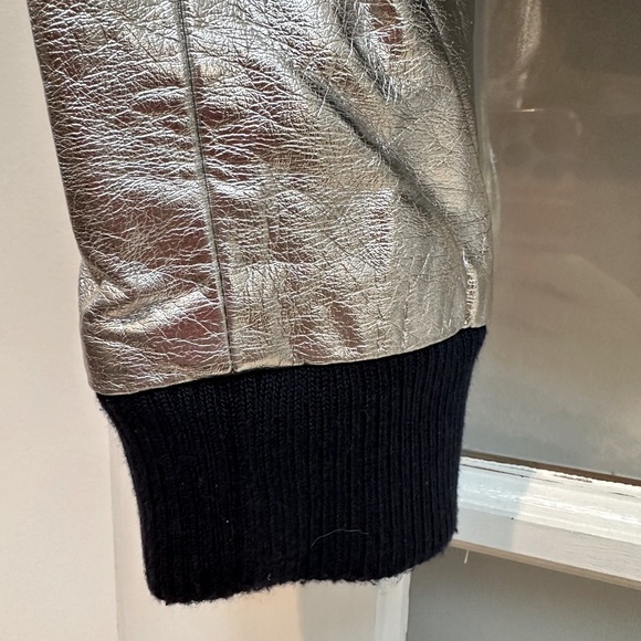 Zara Outerwear Silver Metallic Bomber Jacket Embroider Floral Butterflies Size M - Picture 9 of 15